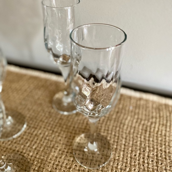 GORGEOUS SET OF 4 VINTAGE EUROPEAN OPTIC CRYSTAL CHAMPAGNE FLUTE GLASSES - Picture 11 of 14